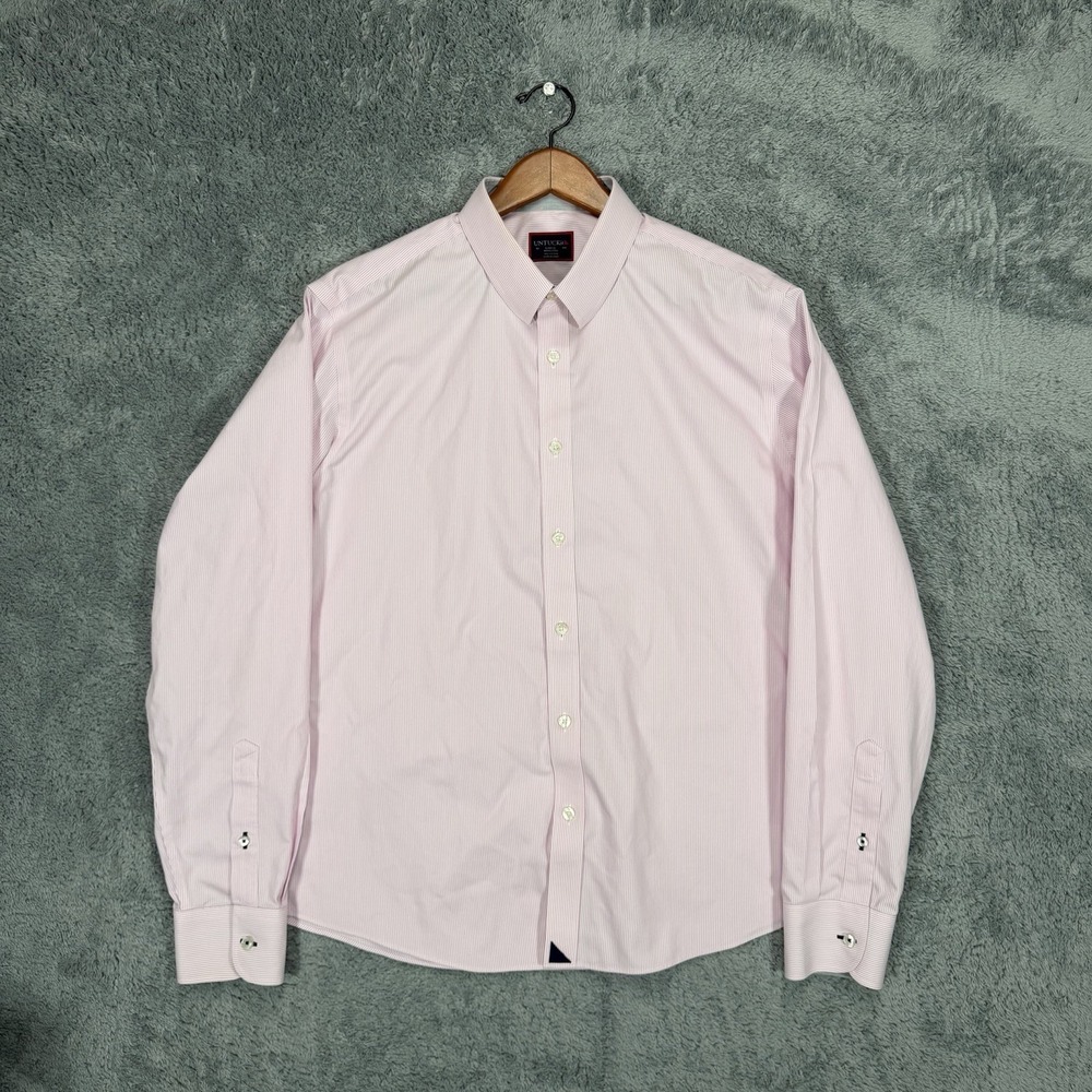 UNTUCKit Douro Shirt Mens L Pink Striped 100% Cotton Long Sleeve Button‎ Up